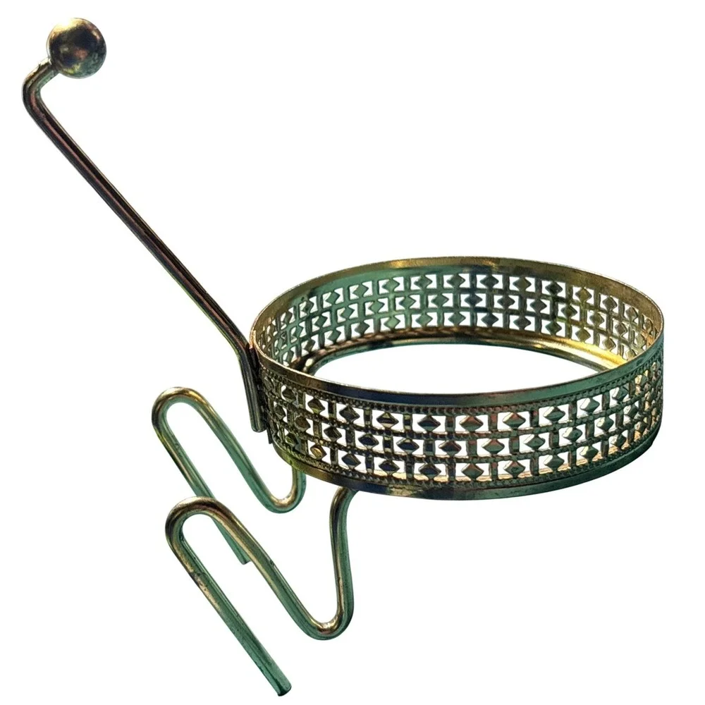 Dip Bowl Holder Gold Tone Pierced Metal Clip On Chip Bowl Accessory Vintage